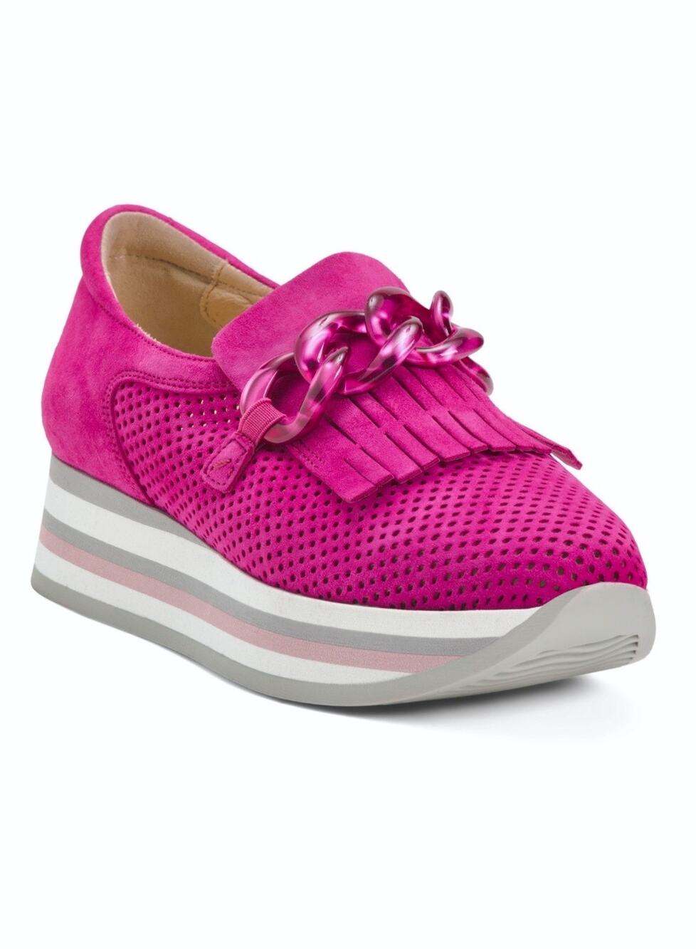 Softwaves Cadie Platform Sneaker Loafer Size EU 38 Fuchsia Suede Shoes NEW